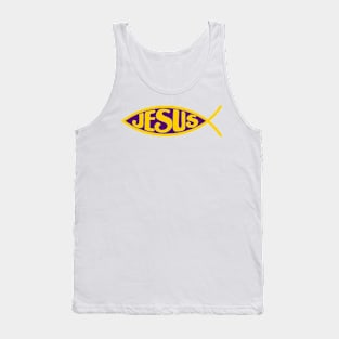 JESUS FISH ICHTHYS PURPLE AND GOLD CHRIST CHRISTIAN Tank Top